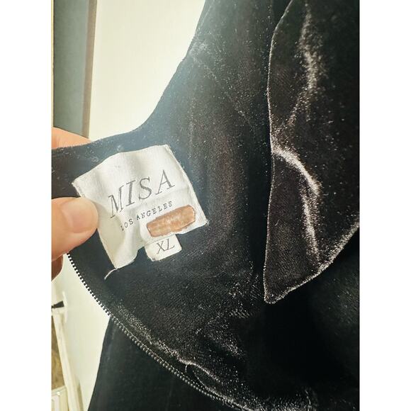 MISA Xander Black Satin Halter Sleeveless Wide Leg One Piece Jumpsuit Size XL - Picture 9 of 15